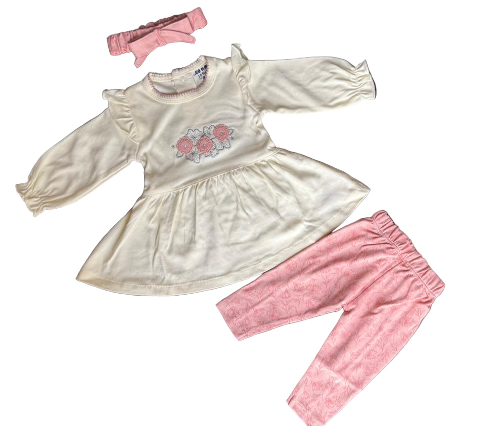 🌸 Baby Girl 3-Piece Outfit Set – Dress, Leggings &amp; Headband