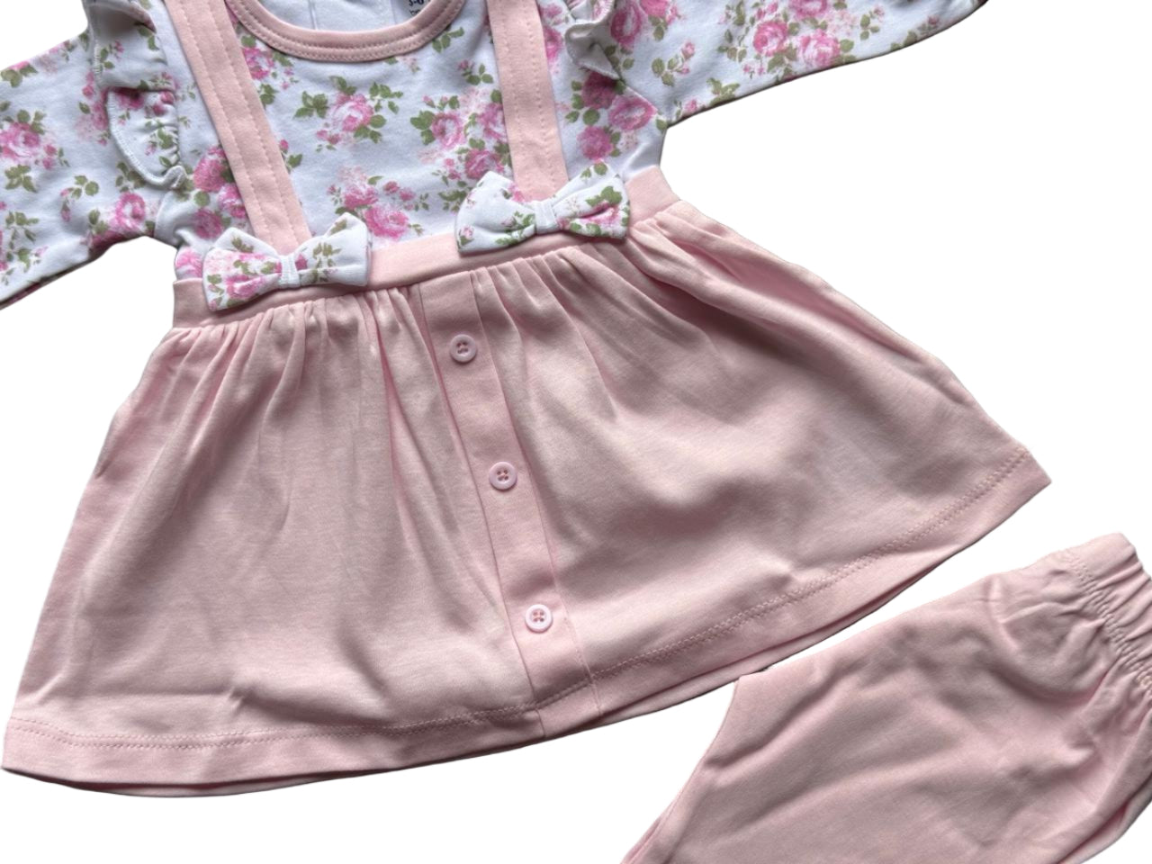 🌸 Baby Girl Outfit – Pink Floral Set