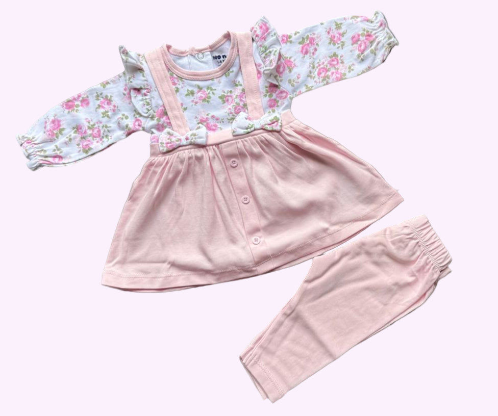 🌸 Baby Girl Outfit – Pink Floral Set