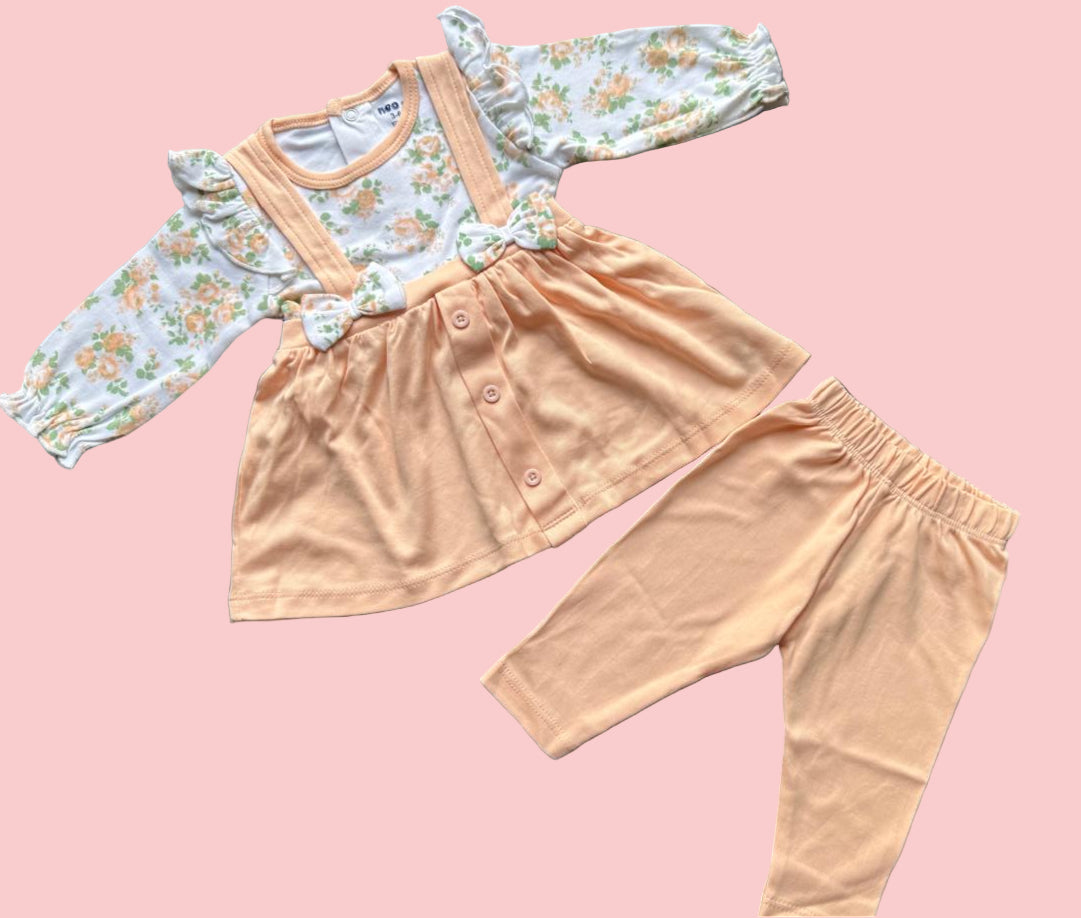 🌸 Baby Girl Outfit – Pink Floral Set