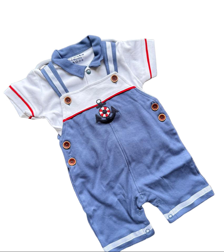 "Elegant sailor-style baby boy romper – comfy, classy &amp; perfect for every occasion!"