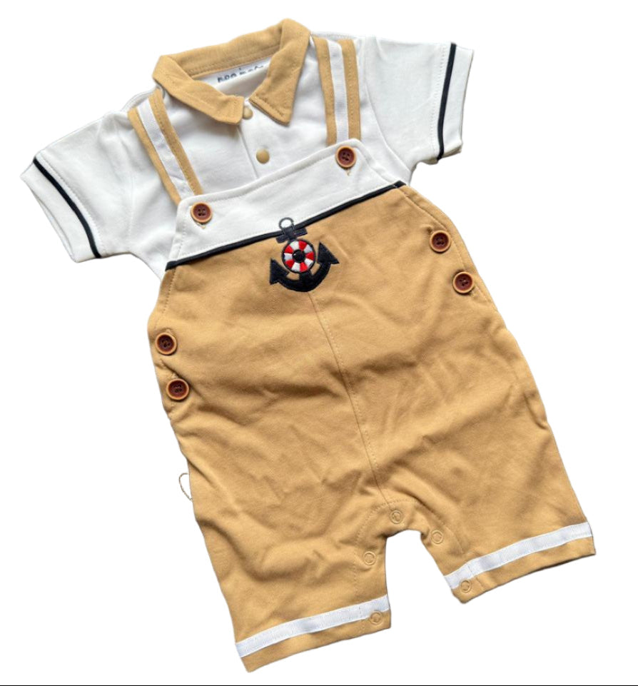 "Elegant sailor-style baby boy romper – comfy, classy &amp; perfect for every occasion!"
