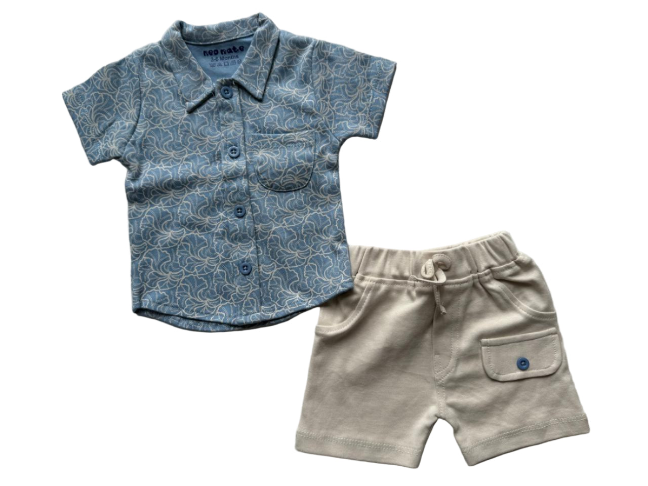 “Dress your little one in comfort &amp; charm with this pastel-perfect shirt and shorts set