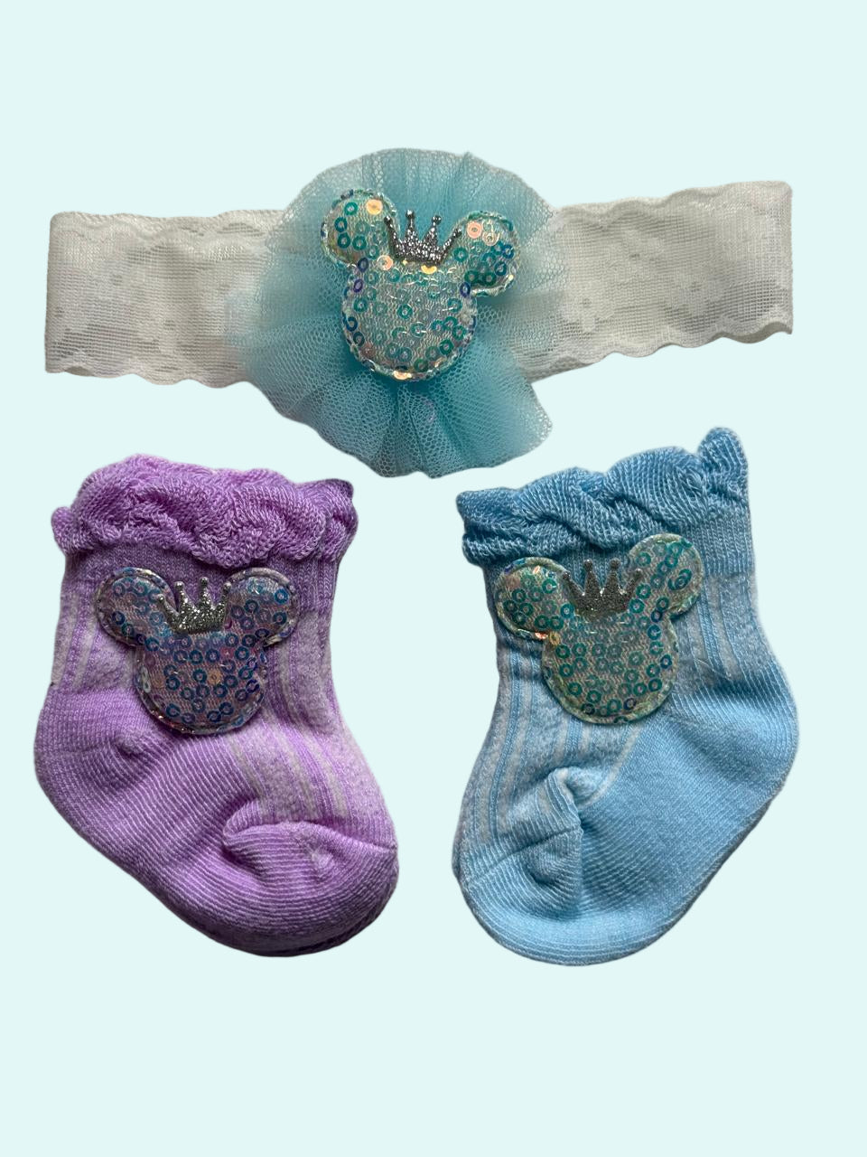 🌸 Baby Accessories Combo – Headband &amp; Socks Set 🌸