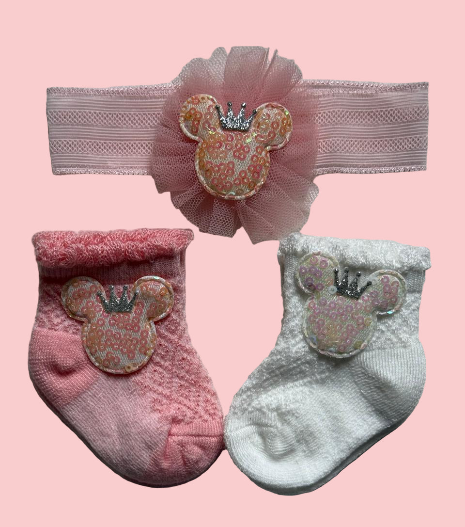 🌸 Baby Accessories Combo – Headband &amp; Socks Set 🌸