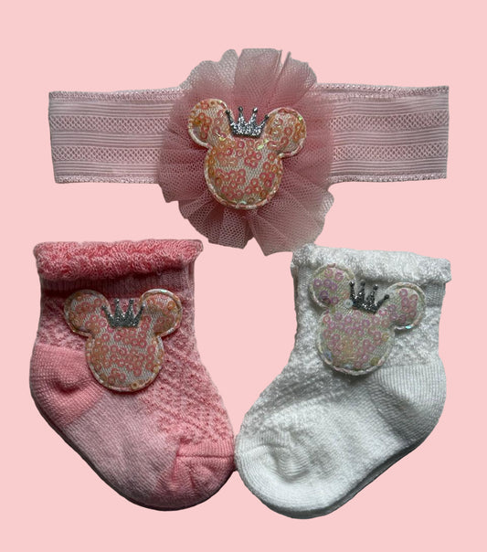 🌸 Baby Accessories Combo – Headband &amp; Socks Set 🌸