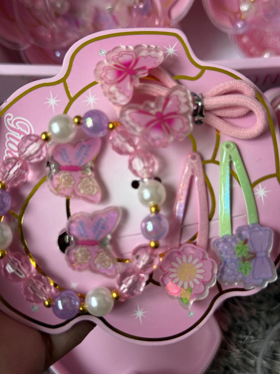 🌸 Premium Kids Hair Accessory & Bracelet Set 🌸