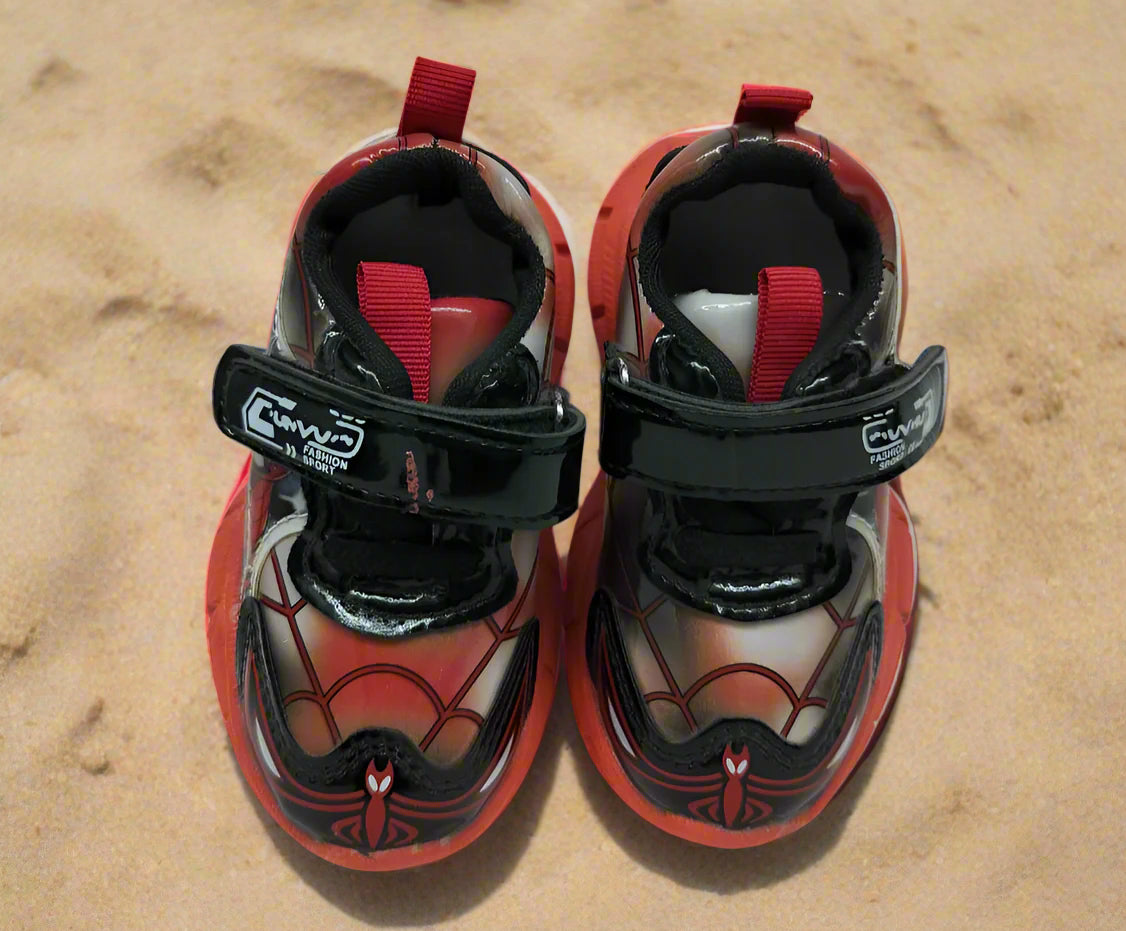 🕷️ Kids Spider-Themed Sneakers – Red and Black