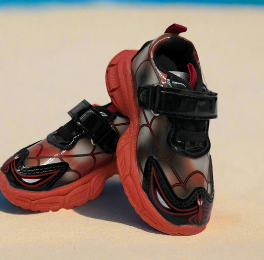 🕷️ Kids Spider-Themed Sneakers – Red and Black