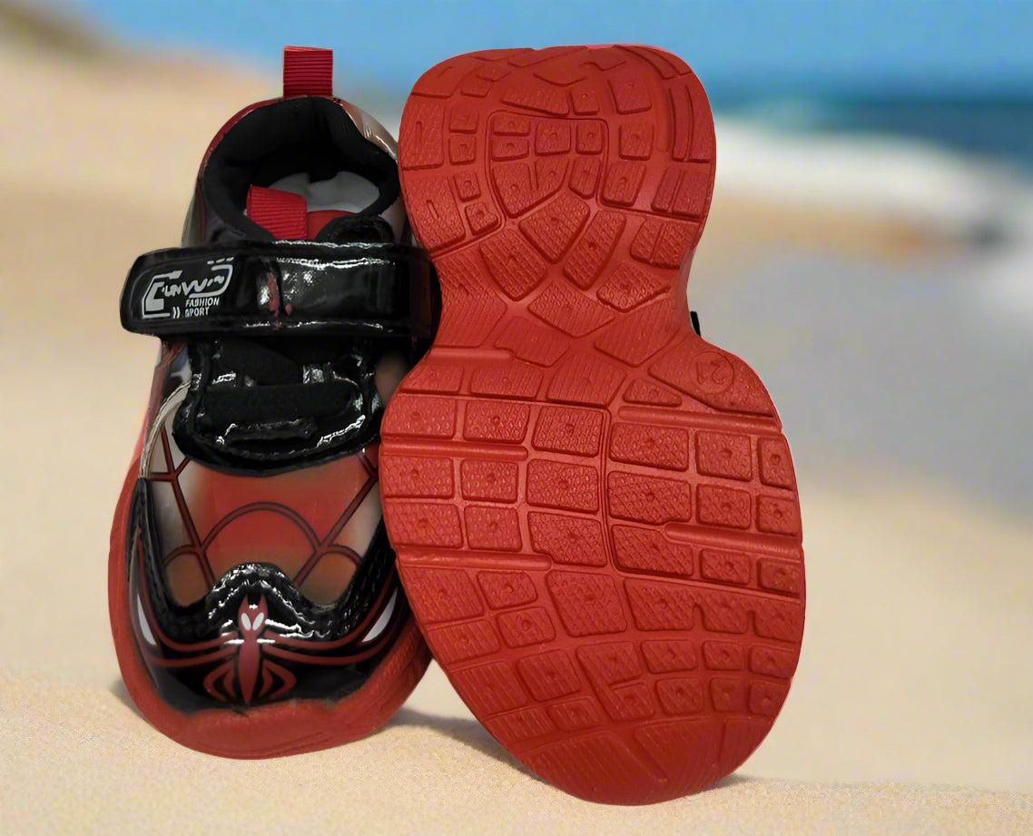 🕷️ Kids Spider-Themed Sneakers – Red and Black