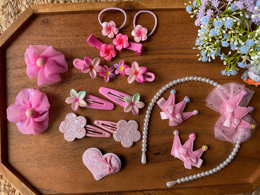 ✨ Mini Me Kidz – Princess Pink Hair Accessories Combo ✨