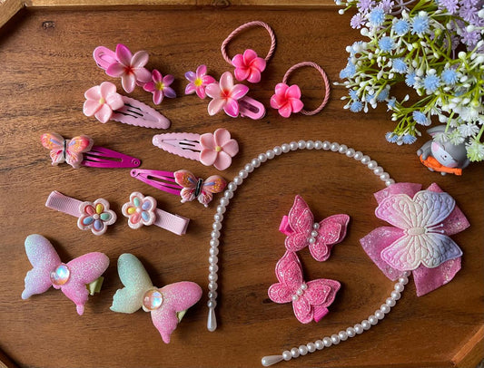 🌸✨ Mini Me Kidz – Pretty Pink Hair Accessories Set ✨🦋