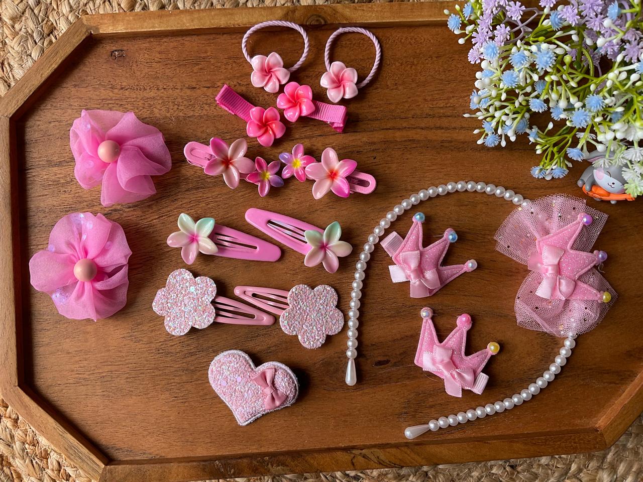 ✨ Mini Me Kidz – Princess Pink Hair Accessories Combo ✨