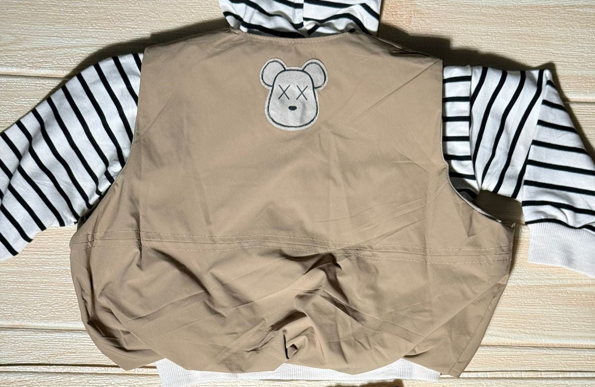 🧸 Stylish Bear Hoodie & Cargo Pants Set for Boys