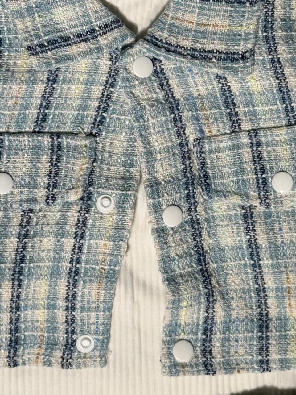 Blue Tweed Skirt &amp; Jacket Set for Girls {3 pcs set}