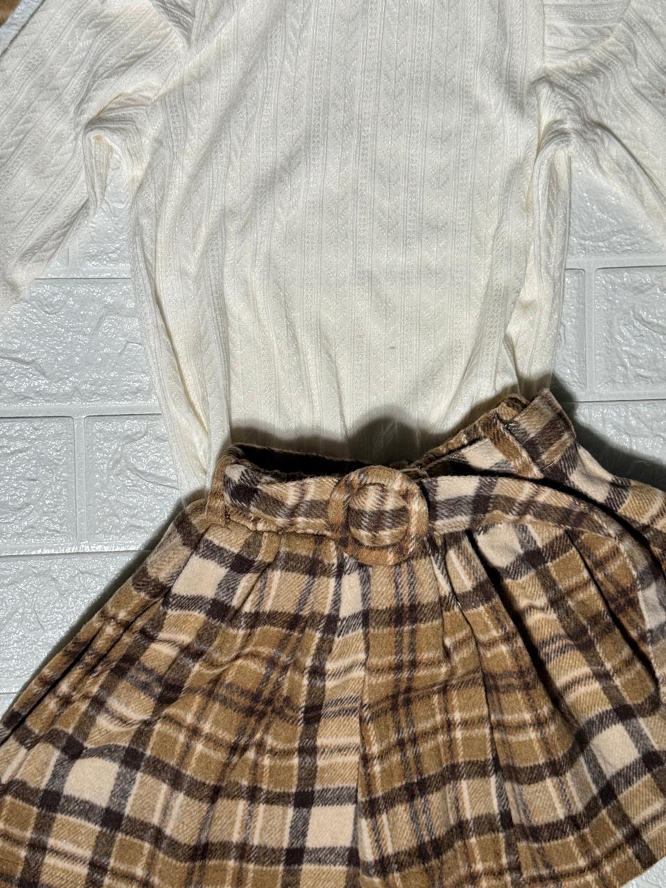 🧒 Stylish Autumn Plaid Outfit for Girls (3-Piece Set)