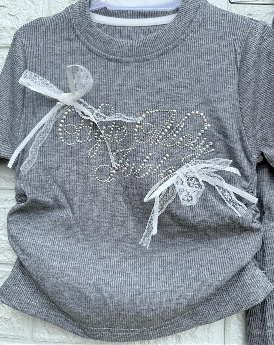 🌟 Beige Ribbed Two-Piece Set for Girls