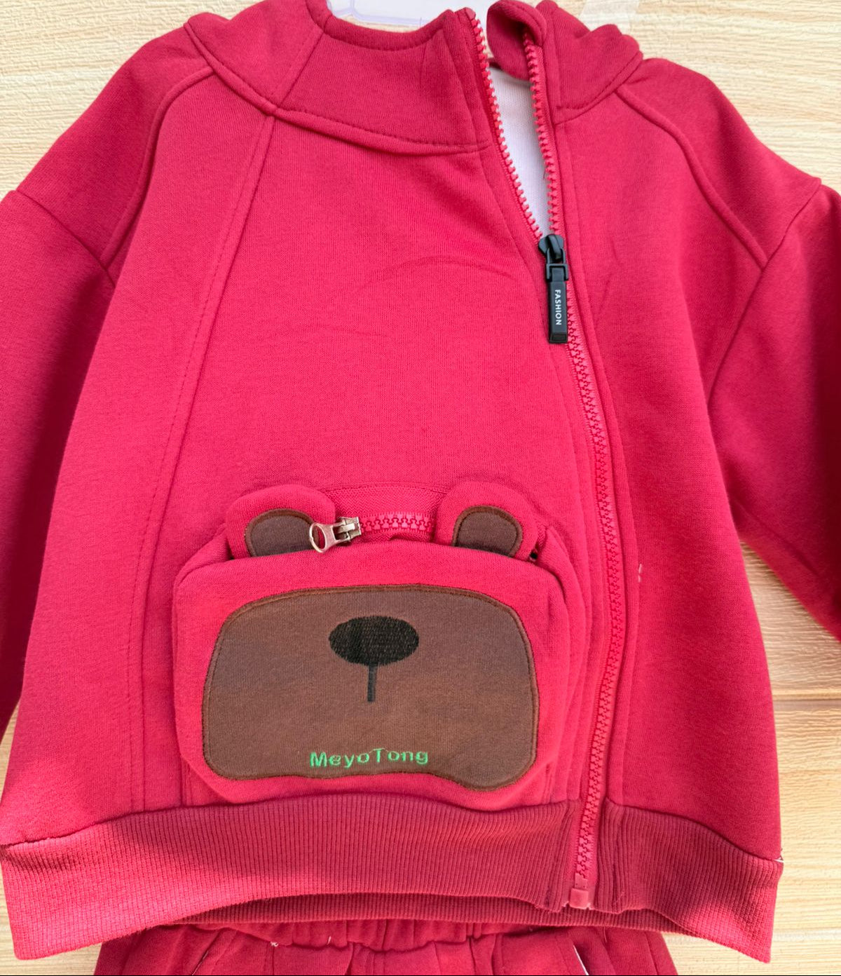 🧸 Cozy Bear Tracksuit for Kids – Red Edition