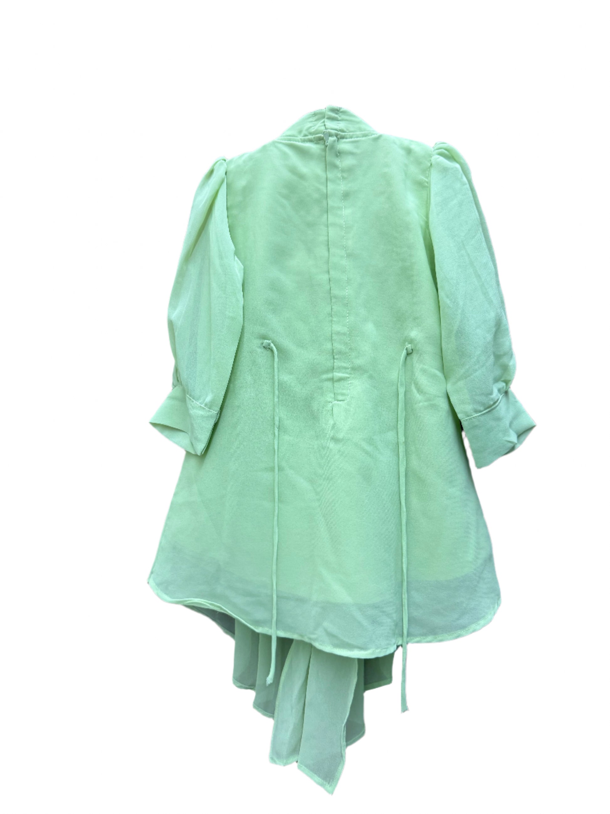 Stylish asymmetrical kurti and pant with hand-embroidered black thread and beadwork on the yoke