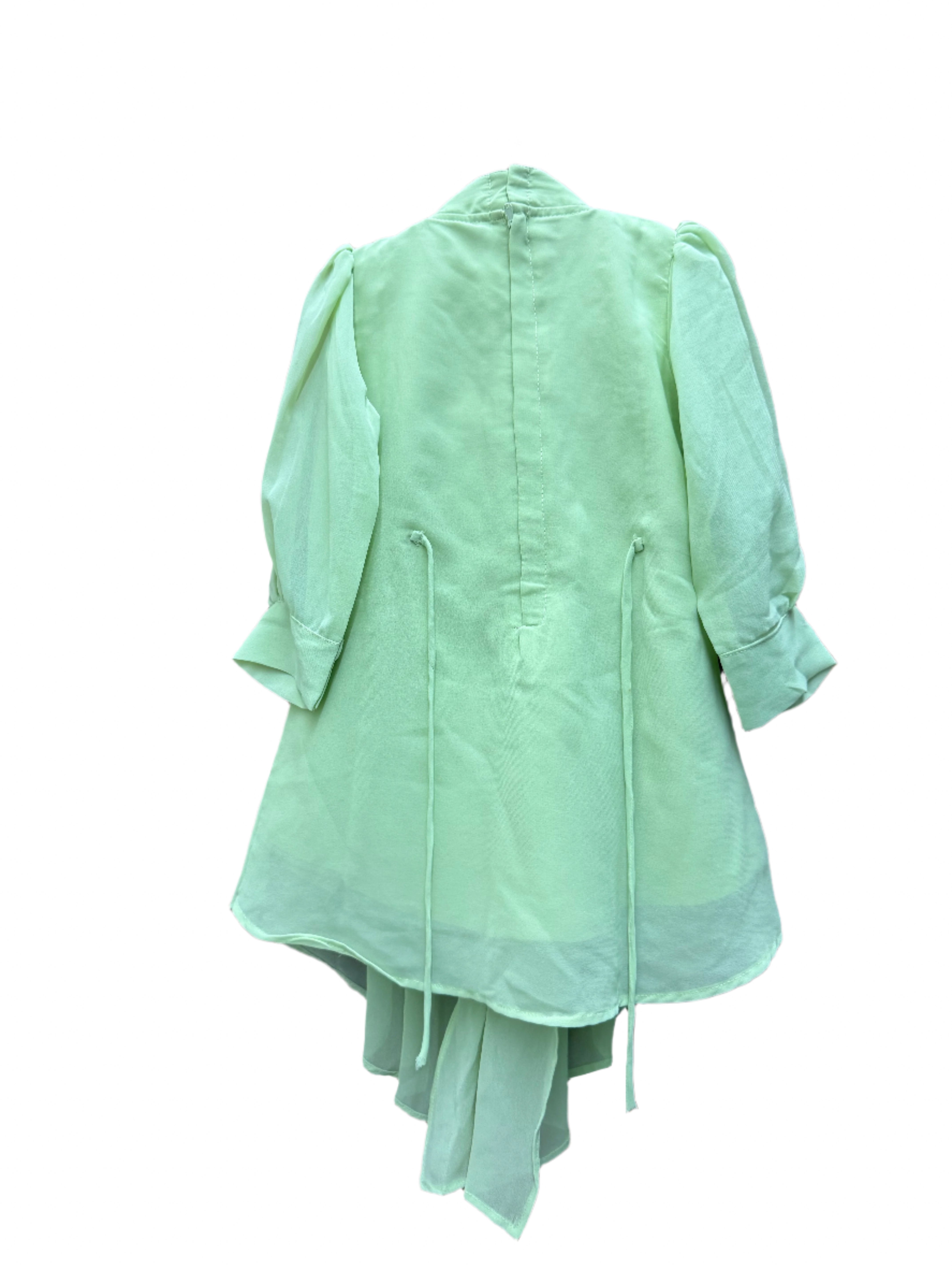 Stylish asymmetrical kurti and pant with hand-embroidered black thread and beadwork on the yoke