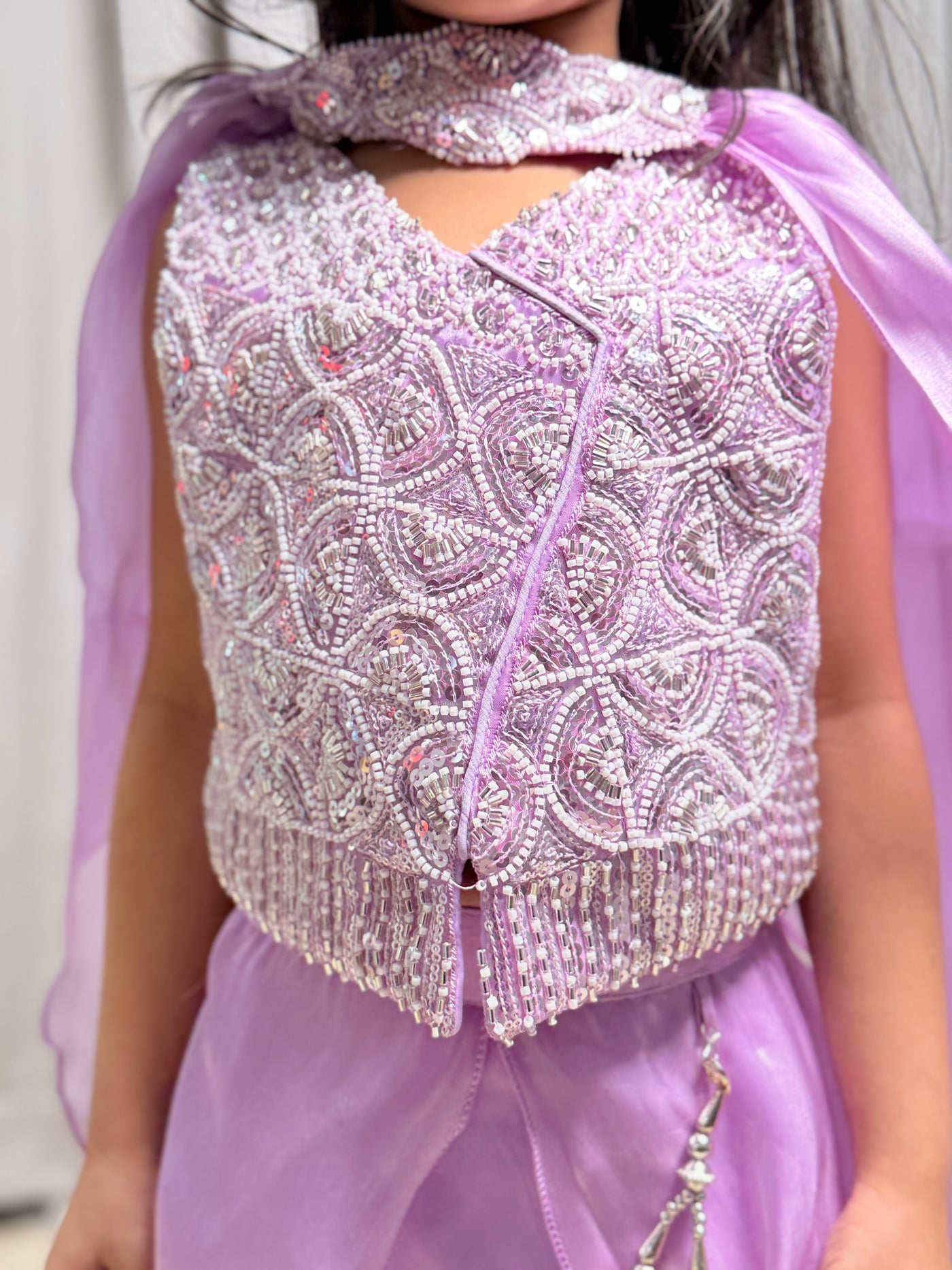 Girls Lavender Designer Lehenga Choli Set – Luxury Embroidered Party, Wedding & Festive Outfit for Kids