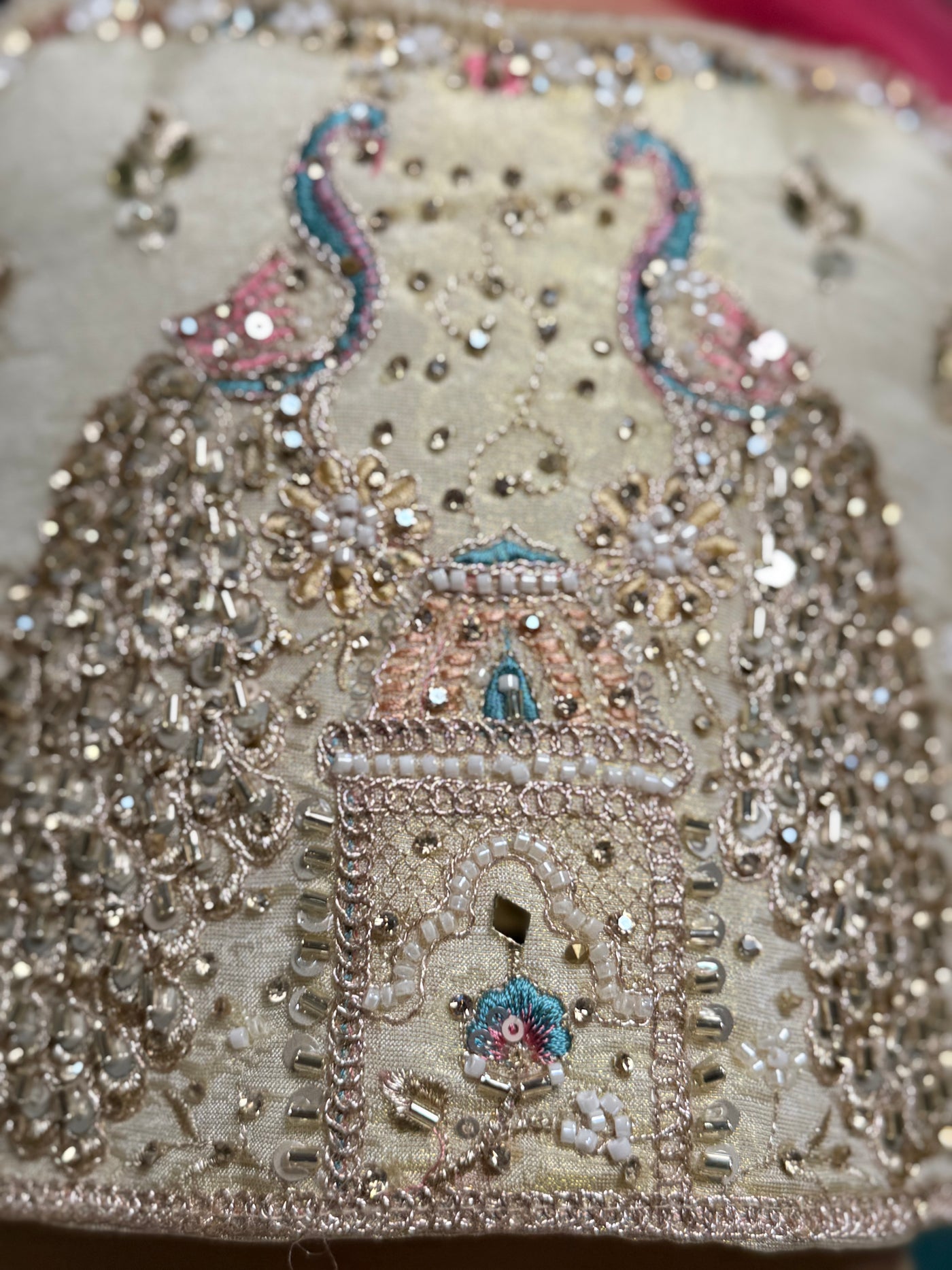 Girls Designer Gold Peacock Embroidered Lehenga Choli Set with Multicolor Dupatta – Luxury Wedding & Festive Outfit for Kids