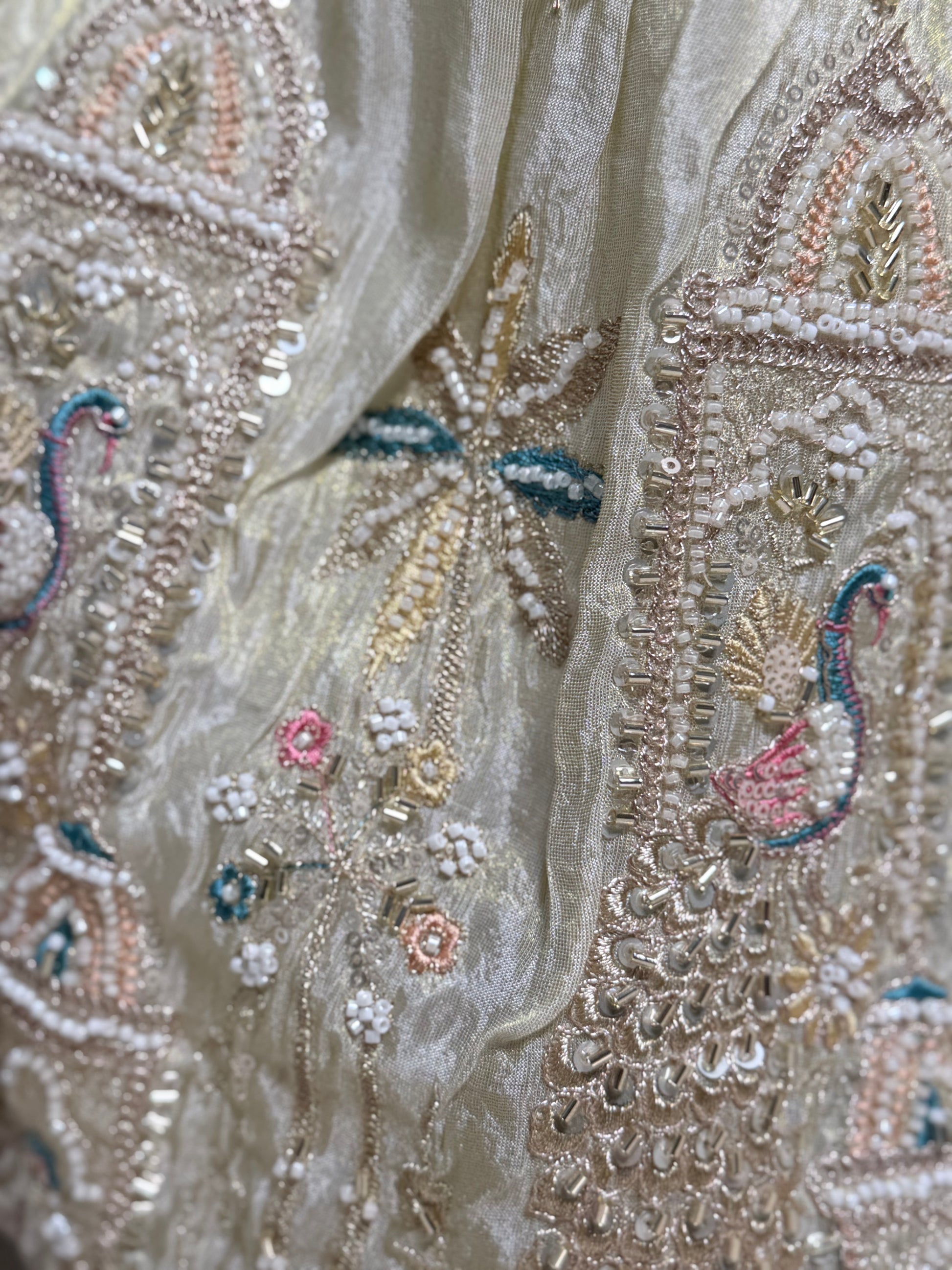 Girls Designer Gold Peacock Embroidered Lehenga Choli Set with Multicolor Dupatta – Luxury Wedding & Festive Outfit for Kids-5