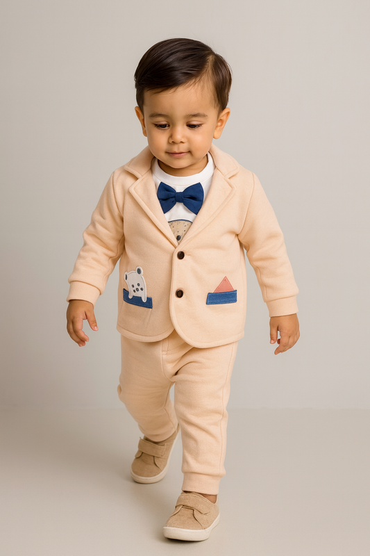 Little Bear Formal 3-Piece Set – Peach Blazer Style