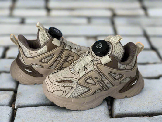 Beige Power-Lock Sneakers – Durable, Comfy & Easy for Kids
