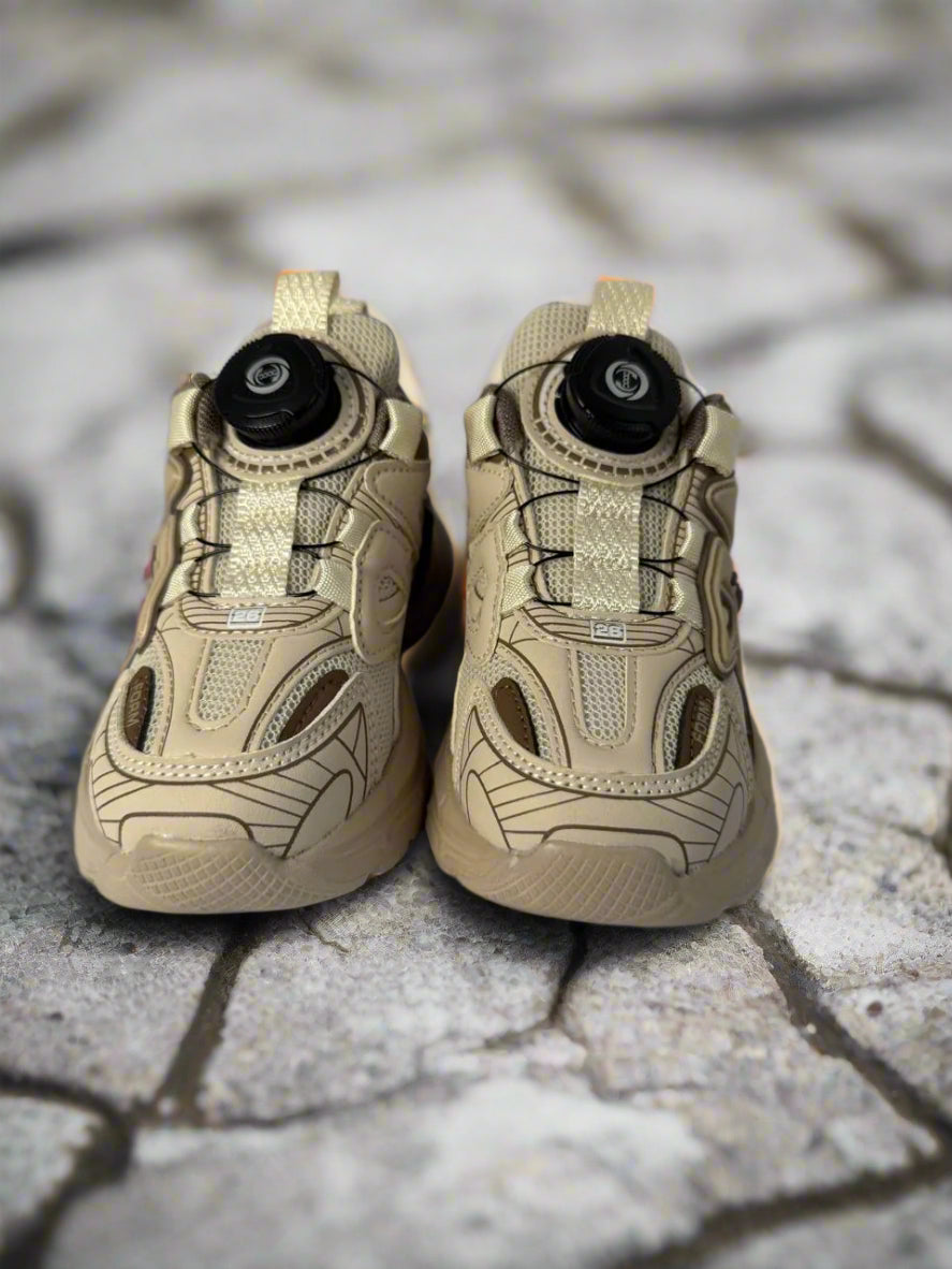 Beige Power-Lock Sneakers – Durable, Comfy & Easy for Kids