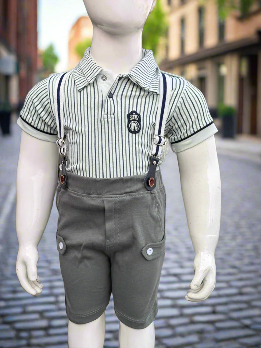 Little Royal Suspender Set – Polo & Shorts Combo