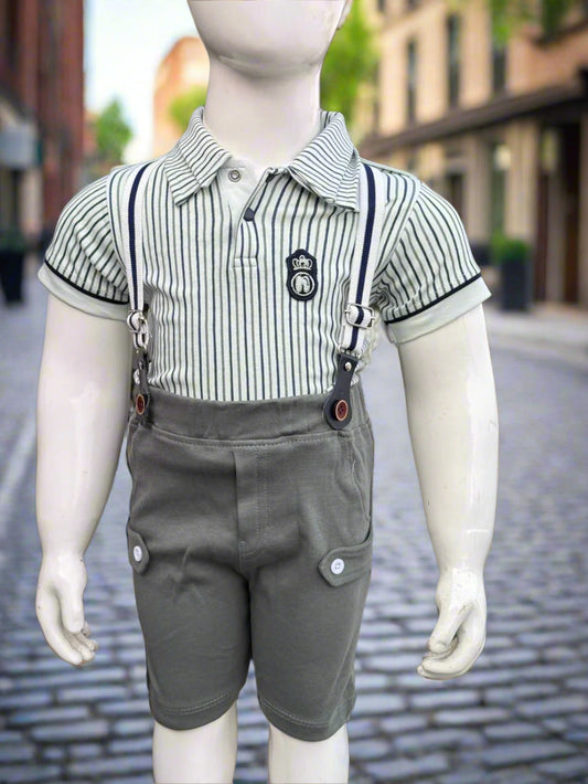 Little Royal Suspender Set – Polo & Shorts Combo