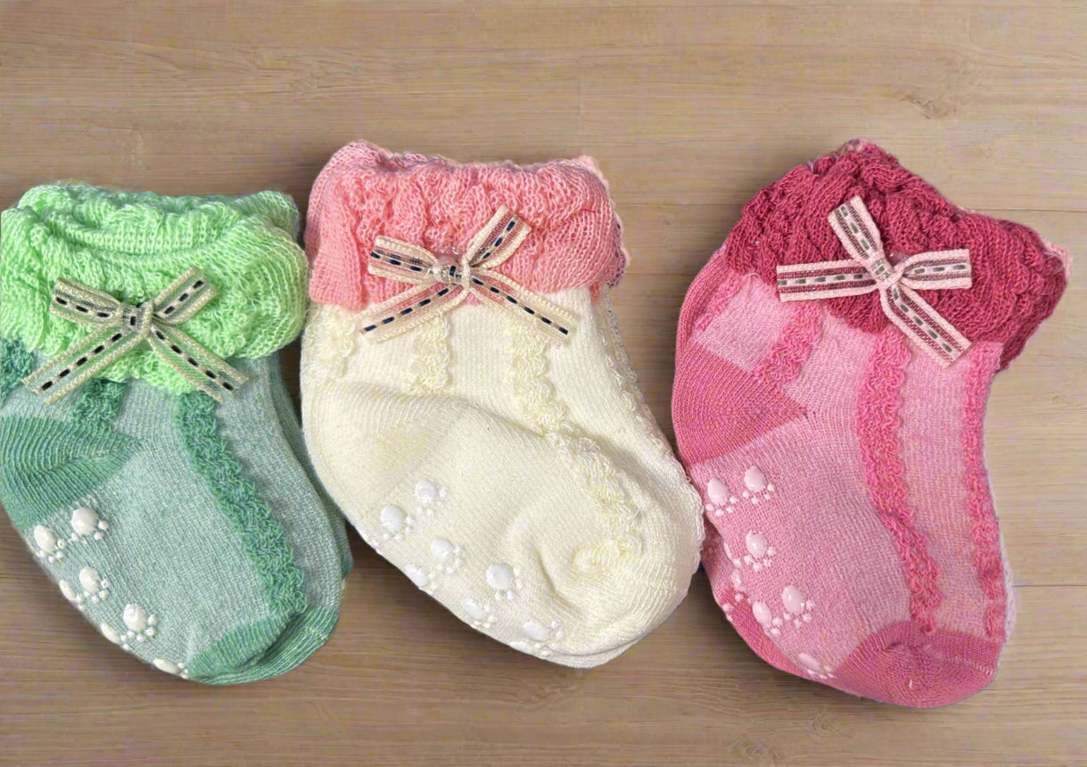 Premium Baby Girl Fancy Socks (Set of 3 Pairs)