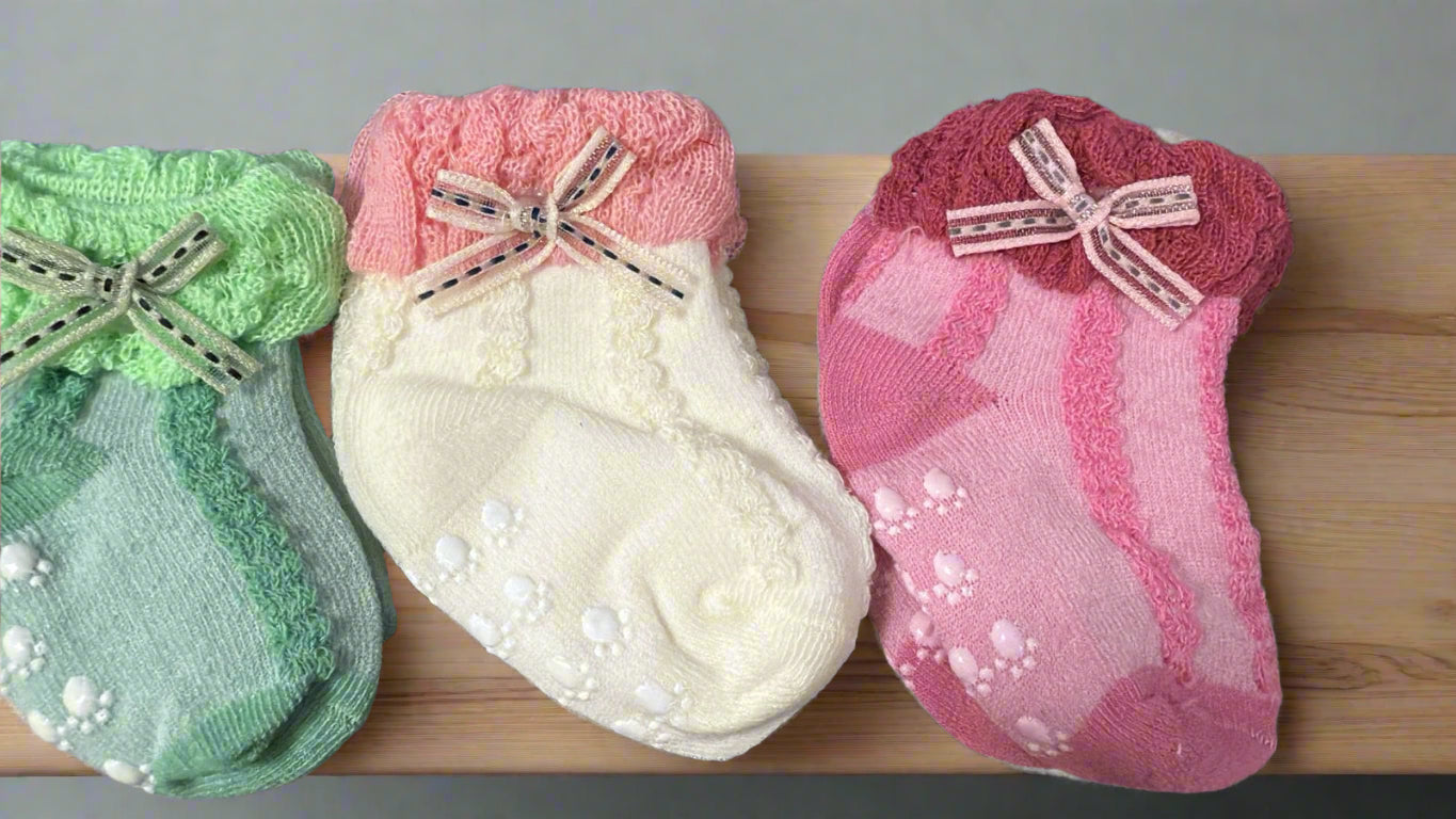Premium Baby Girl Fancy Socks (Set of 3 Pairs)
