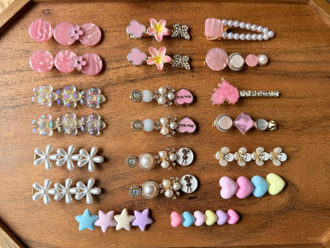 🌸 luxury Handmade Cute Hair Clips Set of 21 🌸