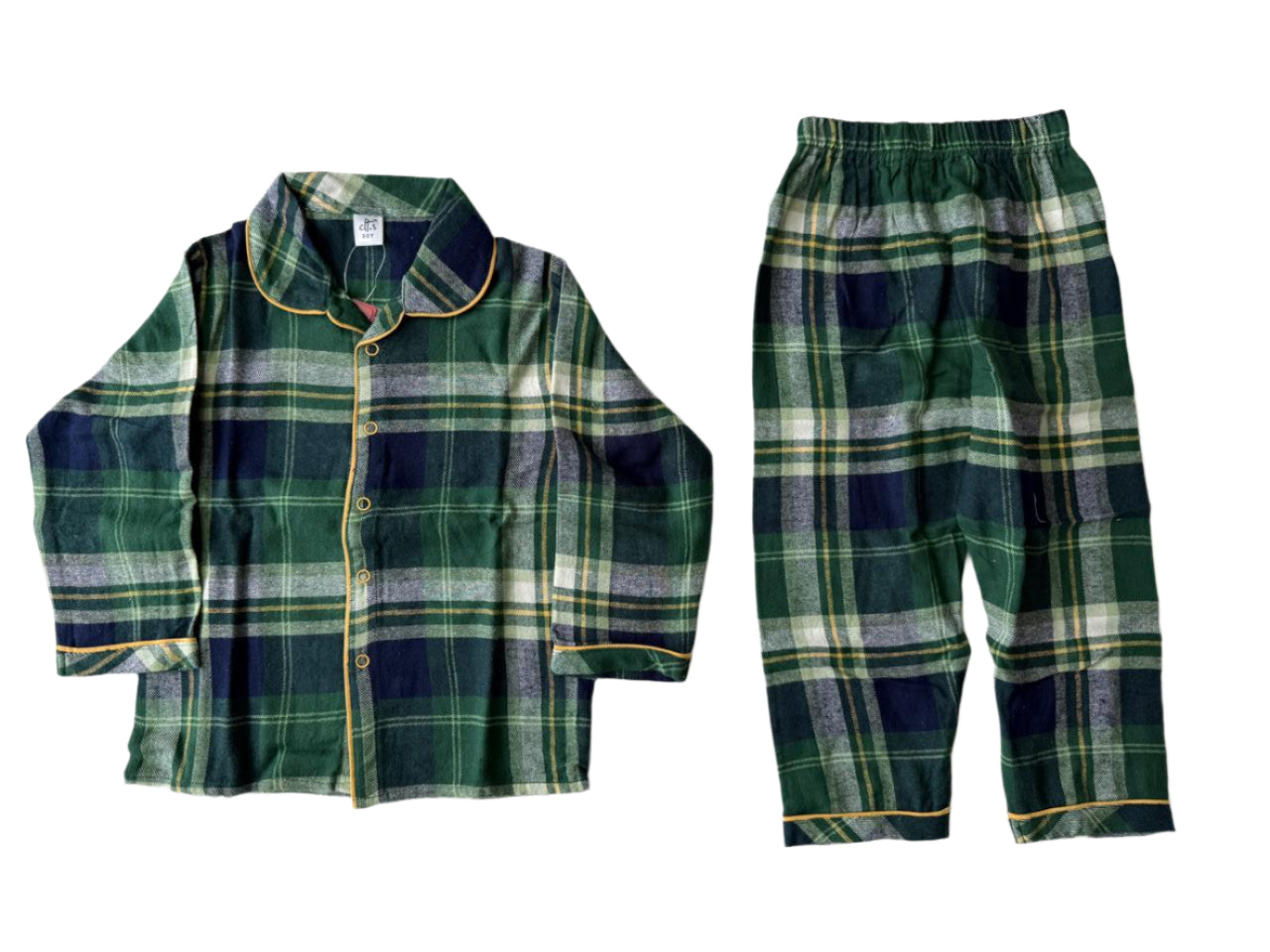 Cozy Checkered Pajama Set – Forest Green