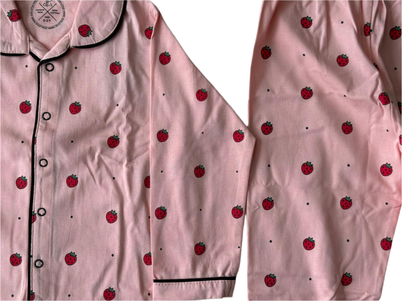 🌸 Strawberry Love Pajama Set – Soft Cotton Comfort for Baby Girls