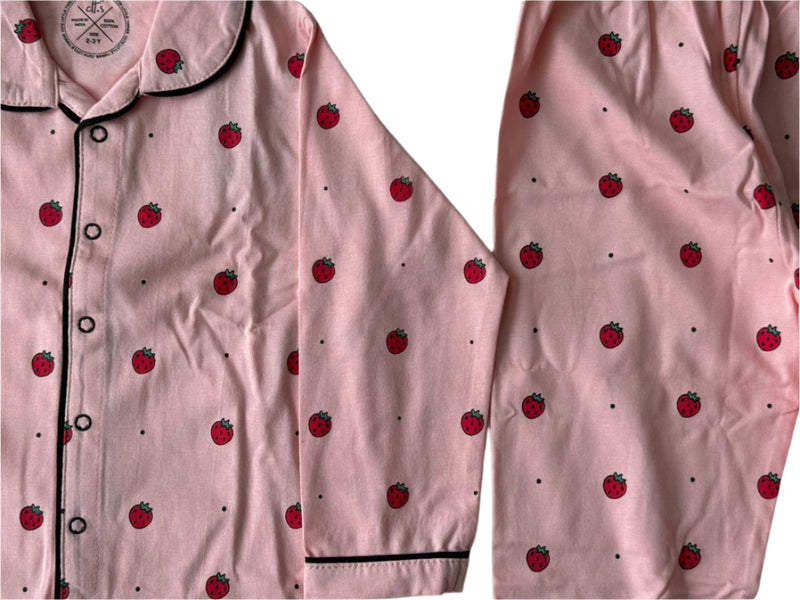 🌸 Strawberry Love Pajama Set – Soft Cotton Comfort for Baby Girls-zoom-