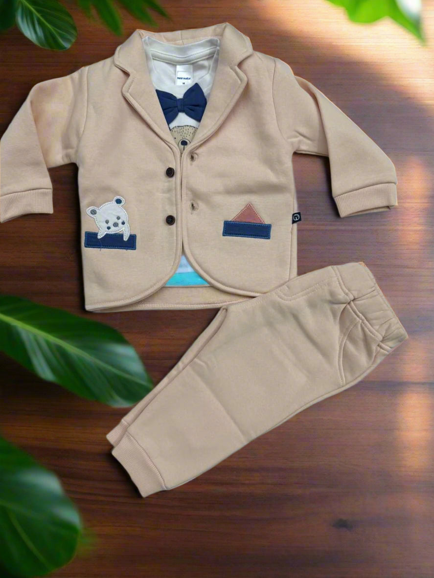 Little Bear Formal 3-Piece Set – Peach Blazer Style