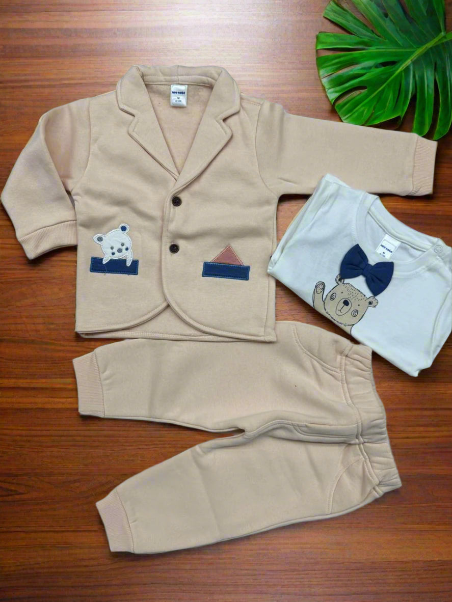 Little Bear Formal 3-Piece Set – Peach Blazer Style