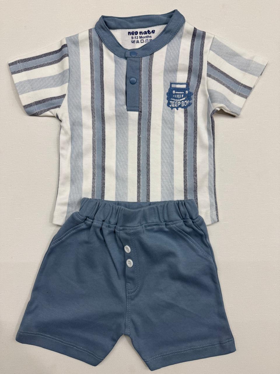 Stylish striped tee and comfy blue shorts set for your little Jeep Boy!