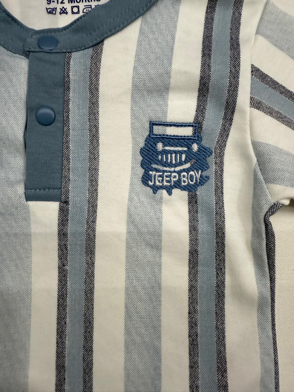 Stylish striped tee and comfy blue shorts set for your little Jeep Boy!