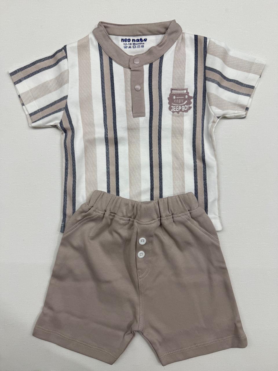 Stylish striped tee and comfy blue shorts set for your little Jeep Boy!