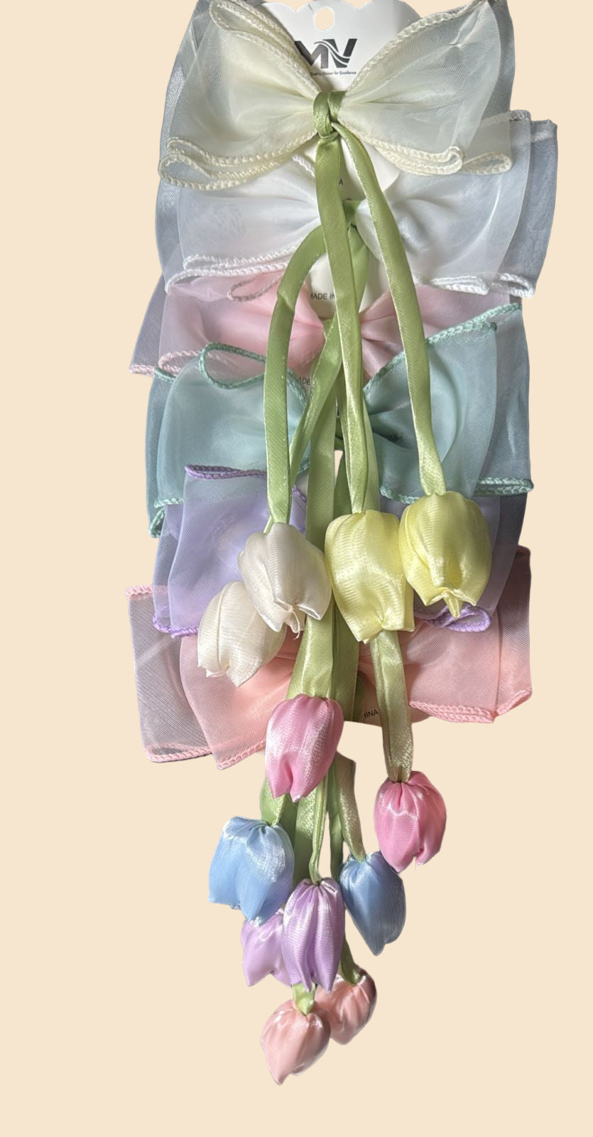 🌸 Pastel Tulip Bow Hair Accessories 🌸[set of 6 clips]