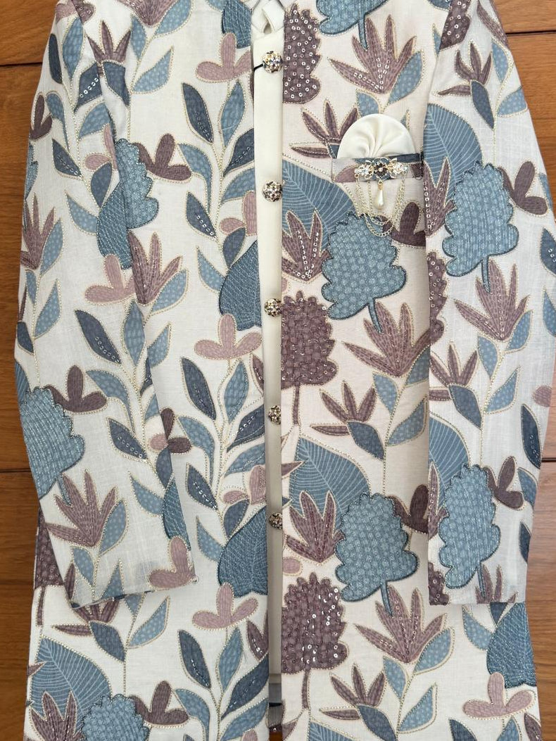 Premium Floral Sherwani Set for Boys