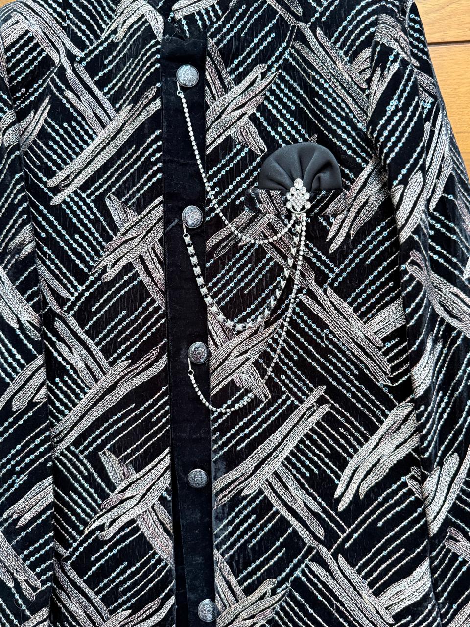 Royal Boys Embroidered Velvet Sherwani Set | Wedding & Party Wear