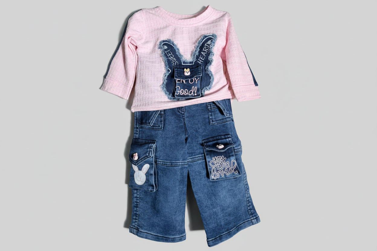 Baby Girl Stylish Denim Pant Set