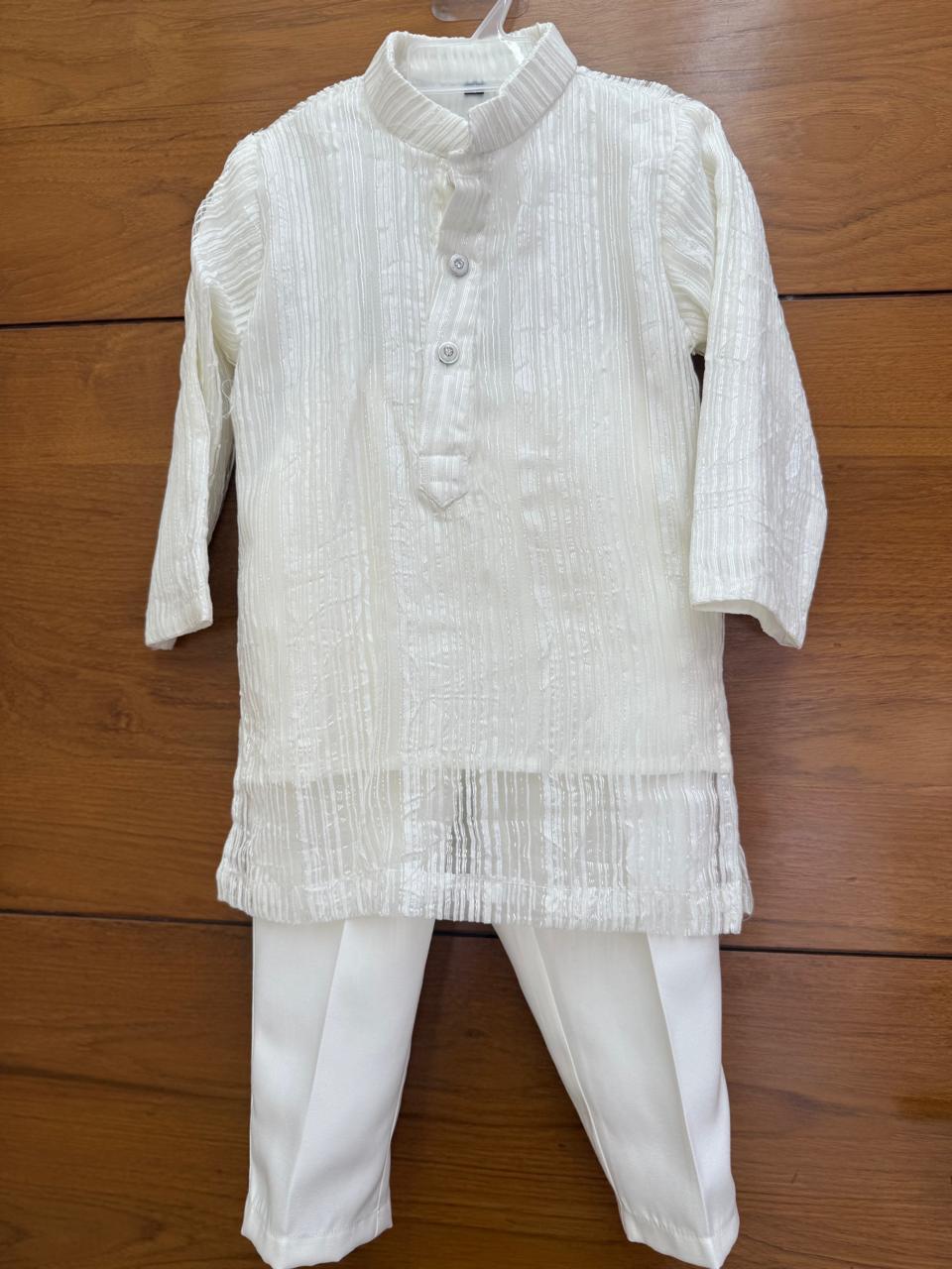 premium Royal White Sherwani Set for Boys [3 pcs set]