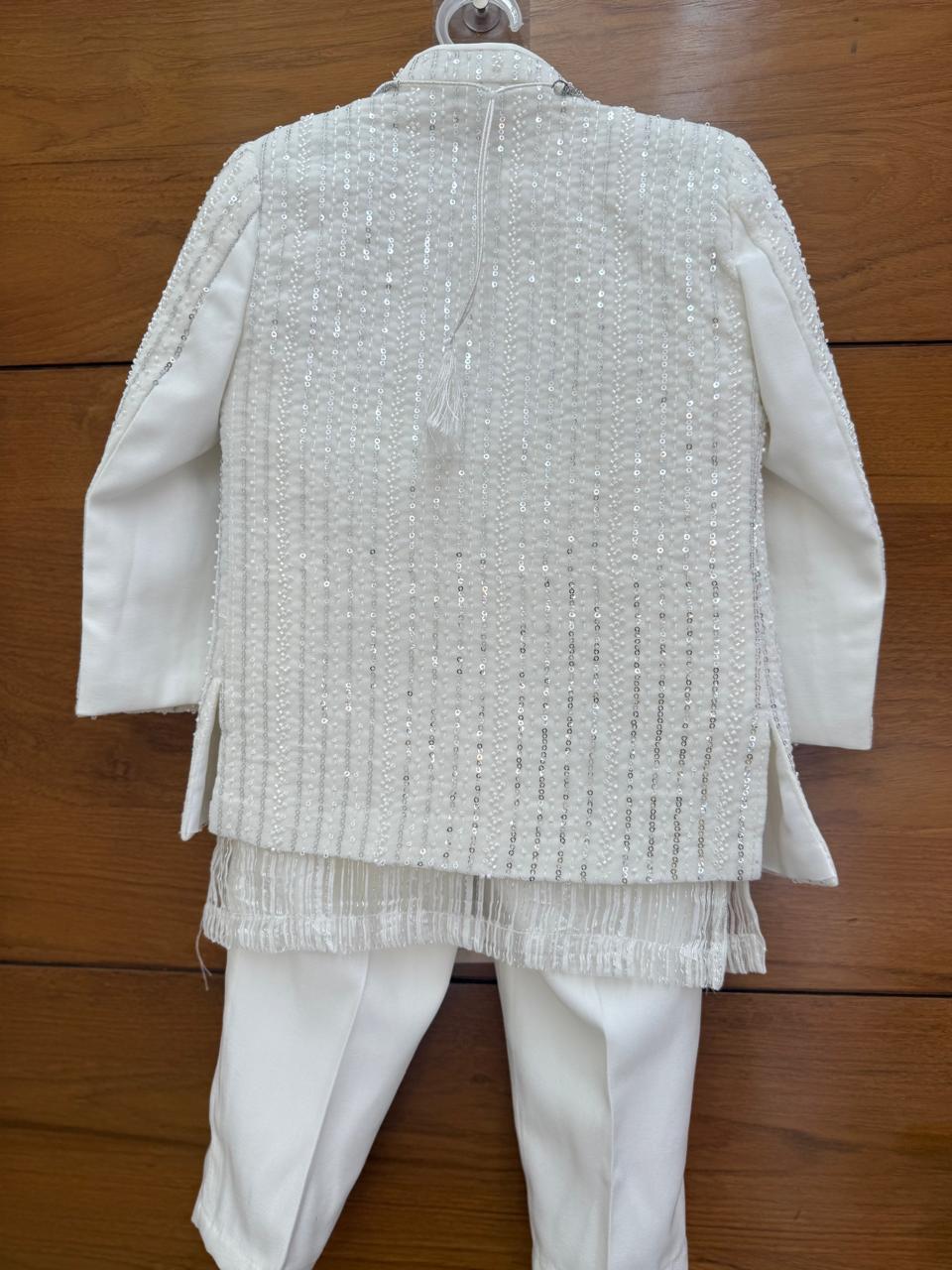 premium Royal White Sherwani Set for Boys [3 pcs set]