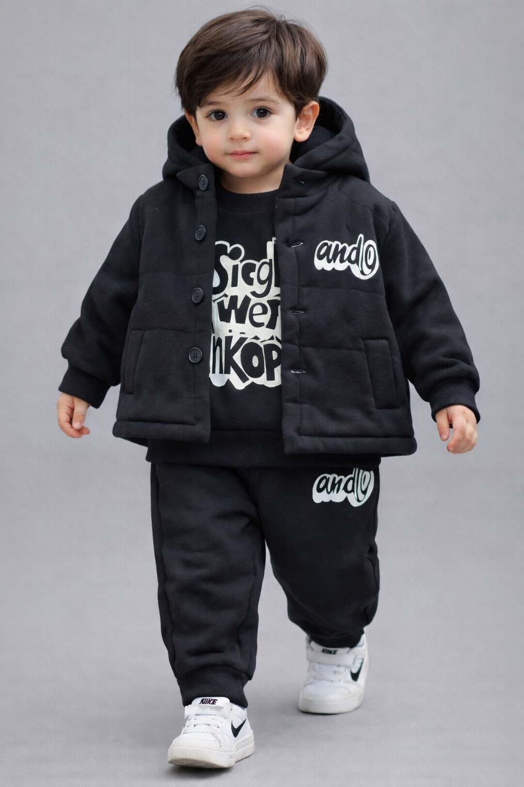 Stylish Black Winter Set for Boys